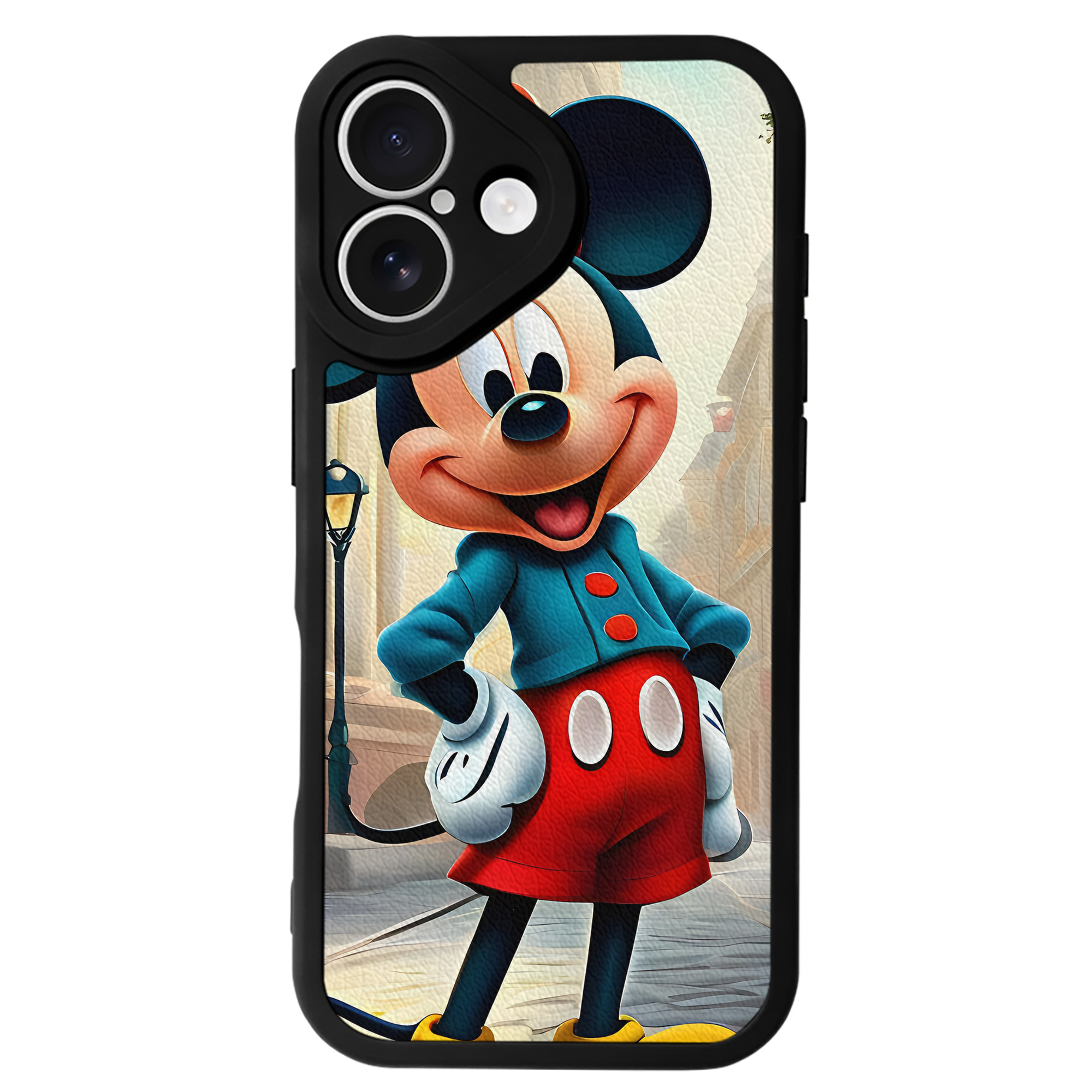 （画像用） ミッキーマウス Mickey Mouse 【iPhone 16シリーズ対応】シリコンスマホケース（レザー調） 材質：シリコン